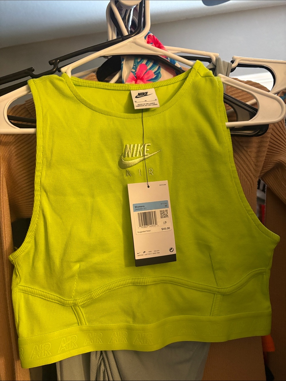 Nike Neon Lime Green Cropped Tank & Shiny Joggers Set - Picture 4 of 4